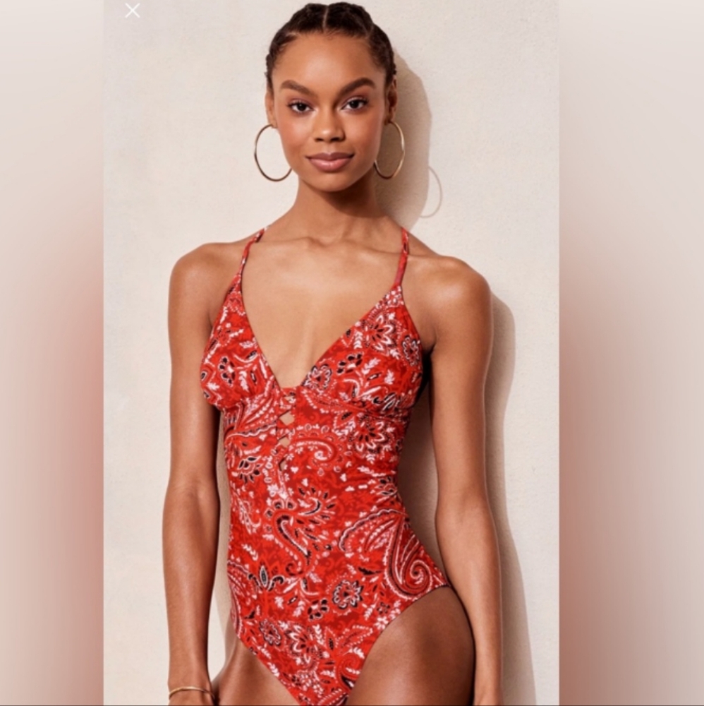 Red Bandana One Piece Swimsuit